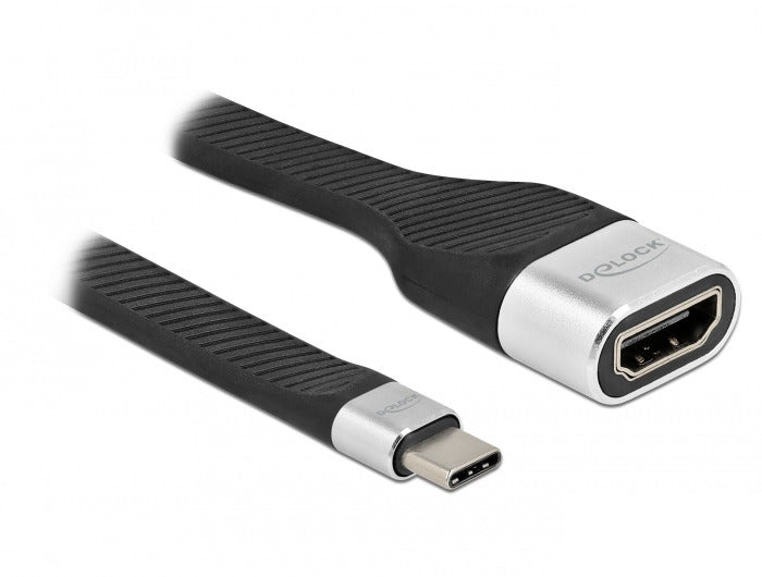 DeLOCK USB-C auf HDMI Kabel DP 1.2 4K 60 Hz – 0,14 m – Schwarz/Silber