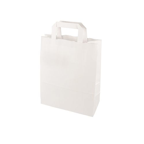 Papstar Tragetasche – 220 × 280 × 100 mm, bis 6 kg, Papier, weiss – 50 Stk.