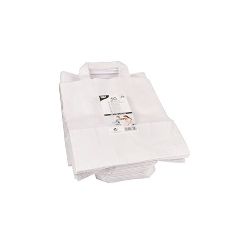 Papstar Tragetasche – 220 × 280 × 100 mm, bis 6 kg, Papier, weiss – 50 Stk.