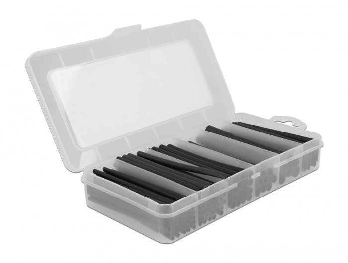 DeLOCK Schrumpfschlauch-Set, 116 Stk., Ø 4,8 mm, 10 cm – schwarz