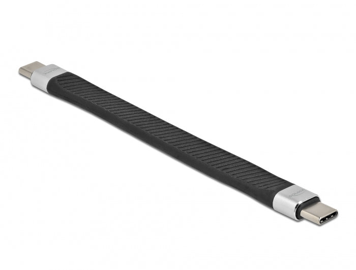 DeLOCK USB-C auf USB-C Kabel – USB 2.0 (480 Mbit/s) – 0,13 m – Flachband, E-Marker – Schwarz