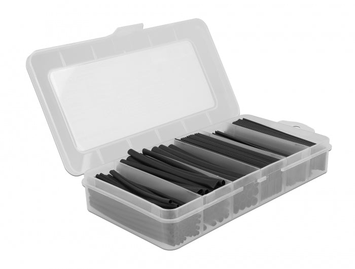 DeLOCK Schrumpfschlauch-Set, 196 Stk., Ø 2 mm, 10 cm – schwarz