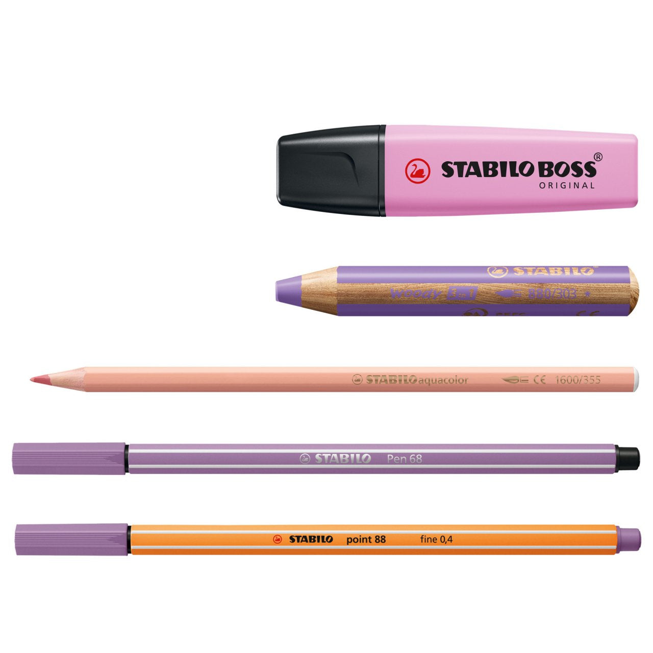 STABILO ARTY Stifte-Set – Pastell, 50 Stk., Box, mit 21 Farbstiften, 12 Filzstiften, 12 Finelinern