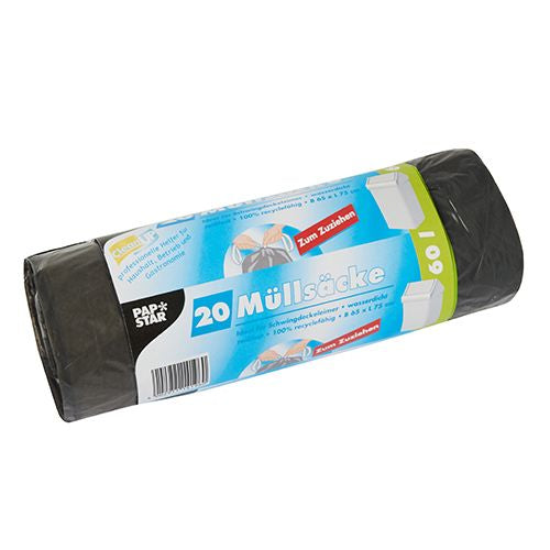 Papstar Kehrichtsack – 60 l, LLDPE, grau, 650 × 750 mm, 20 Stk