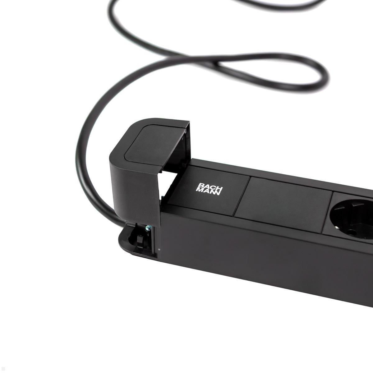 Bachmann PRIMO2 Steckdosenleiste, 6×T13, ohne Schalter, 2 m, IP20 – schwarz