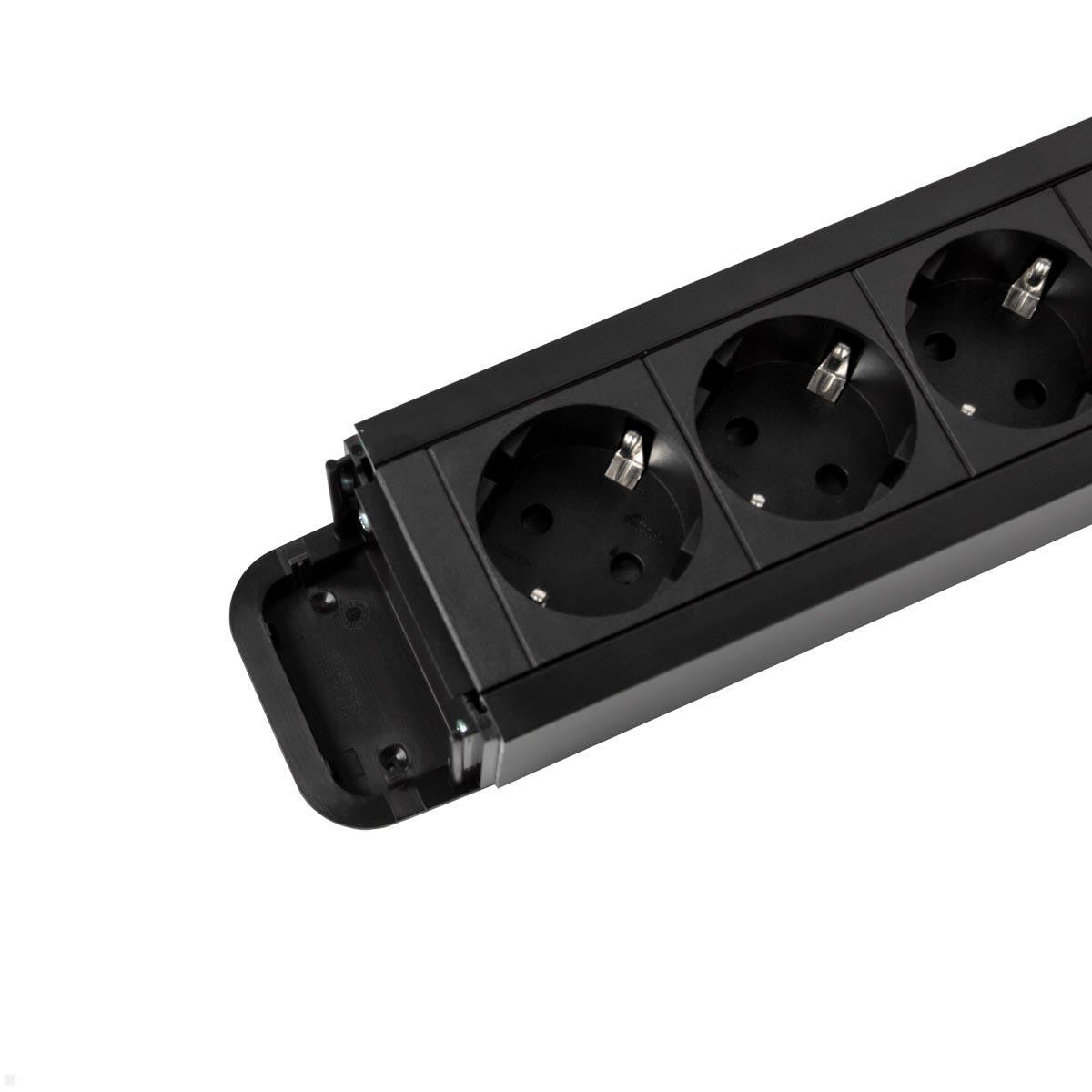 Bachmann PRIMO2 Steckdosenleiste, 6×T13, ohne Schalter, 2 m, IP20 – schwarz