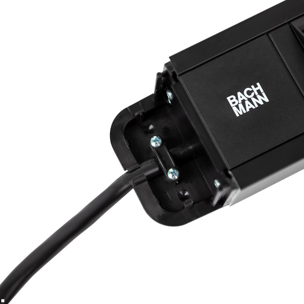 Bachmann PRIMO2 Steckdosenleiste, 6×T13, ohne Schalter, 2 m, IP20 – schwarz