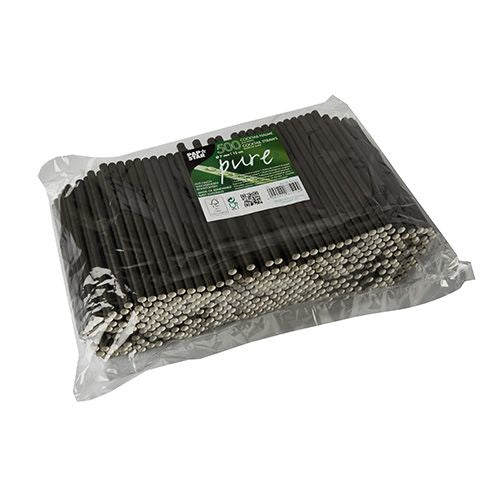Papstar Papierstrohhalme, Ø 7 mm 15 cm, schwarz – FSC – 500 Stk.