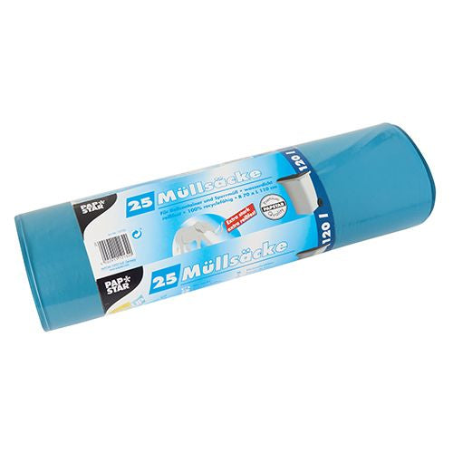 Papstar Kehrichtsack – 120 l, LLDPE, blau, 700 × 1'100 mm, 25 Stk