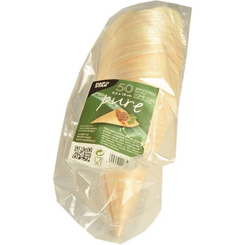 Papstar Fingerfood-Schale, Holz (Kiefer) – Ø 9,5 cm, H 18 cm – FSC – 50 Stk.
