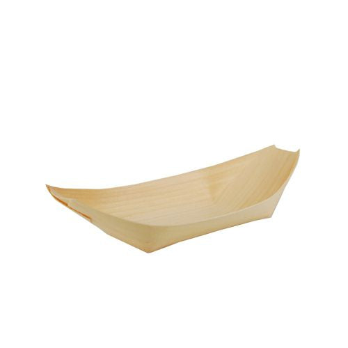 Papstar Fingerfood-Schale, Holz (Kiefer) Rechteckig – 125 ml, 19 × 10 × 4,5 cm – FSC – 50 Stk.
