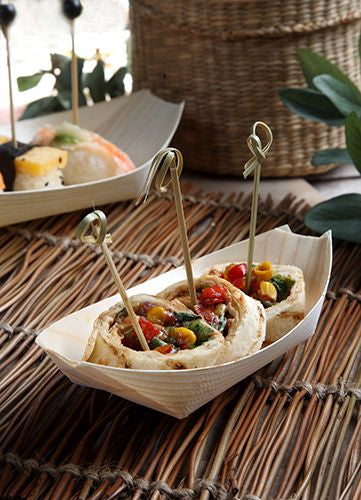 Papstar Fingerfood-Schale, Holz (Kiefer) Rechteckig – 125 ml, 19 × 10 × 4,5 cm – FSC – 50 Stk.