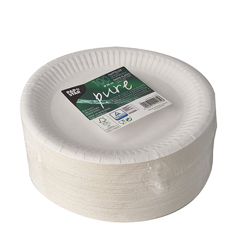 Papstar Teller, Papier/Karton – Ø 20 cm, weiss – FSC – 100 Stk.