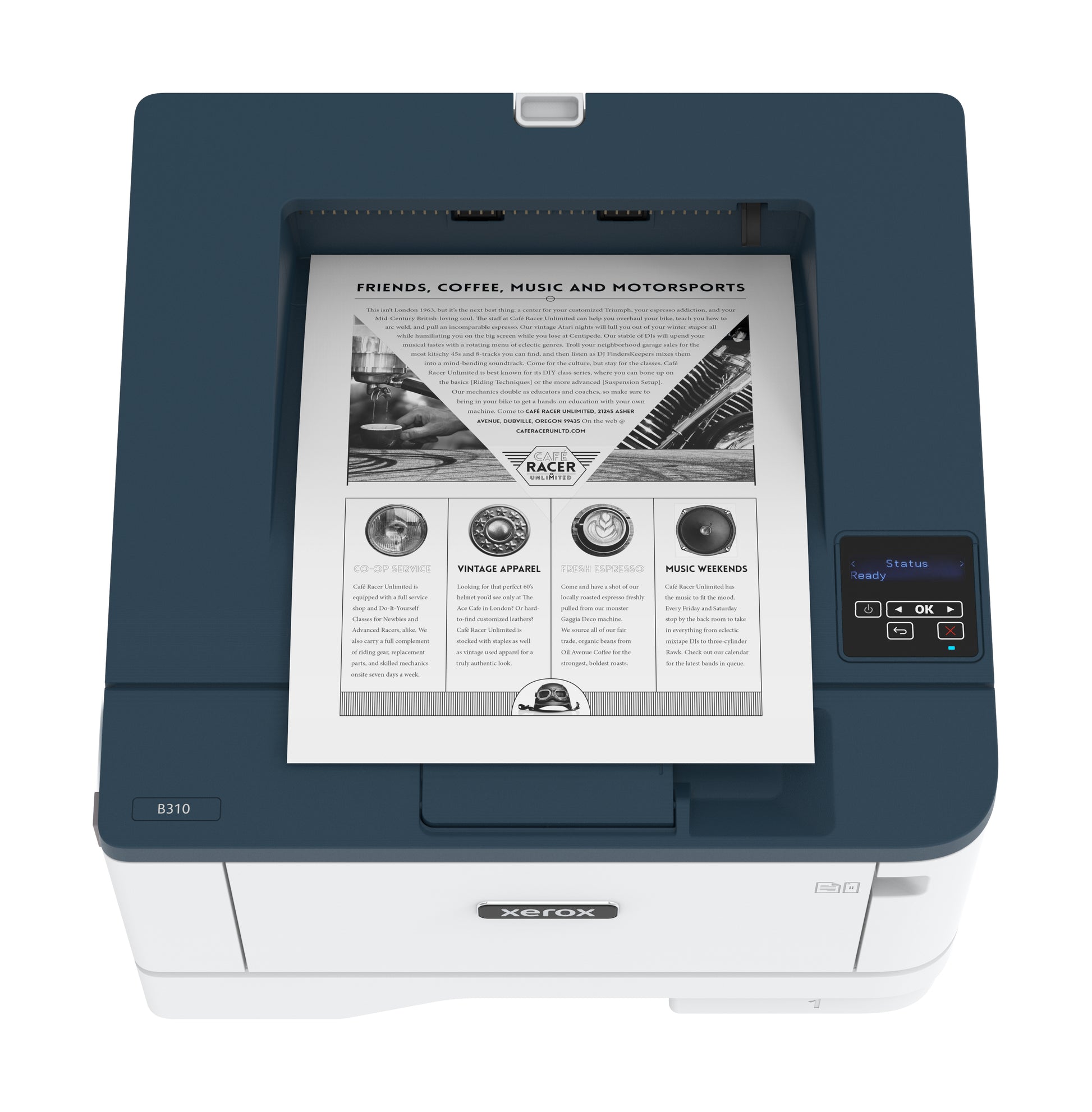 Xerox B310 – Schwarz-Weiss, A4, Duplex, WLAN, LAN, USB, 40 ppm, AirPrint, Mopria