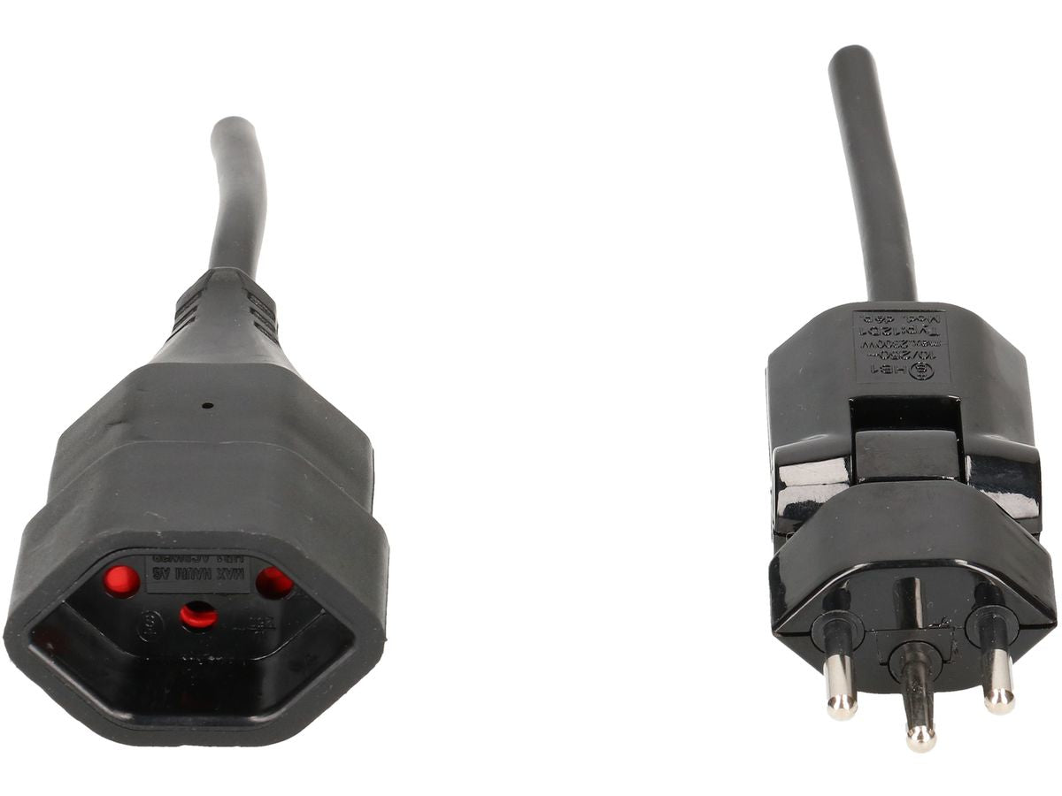 Max Hauri AG Max Hauri Verlängerungskabel, T12–T13, 1 m, 1 mm², mit Kinderschutz, angespritzt – schwarz