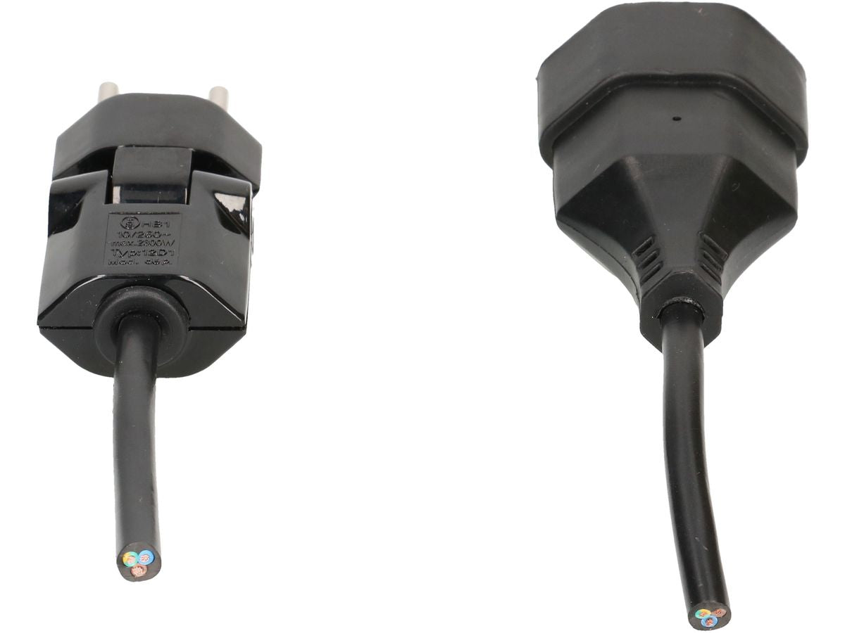 Max Hauri AG Max Hauri Verlängerungskabel, T12–T13, 1 m, 1 mm², mit Kinderschutz, angespritzt – schwarz