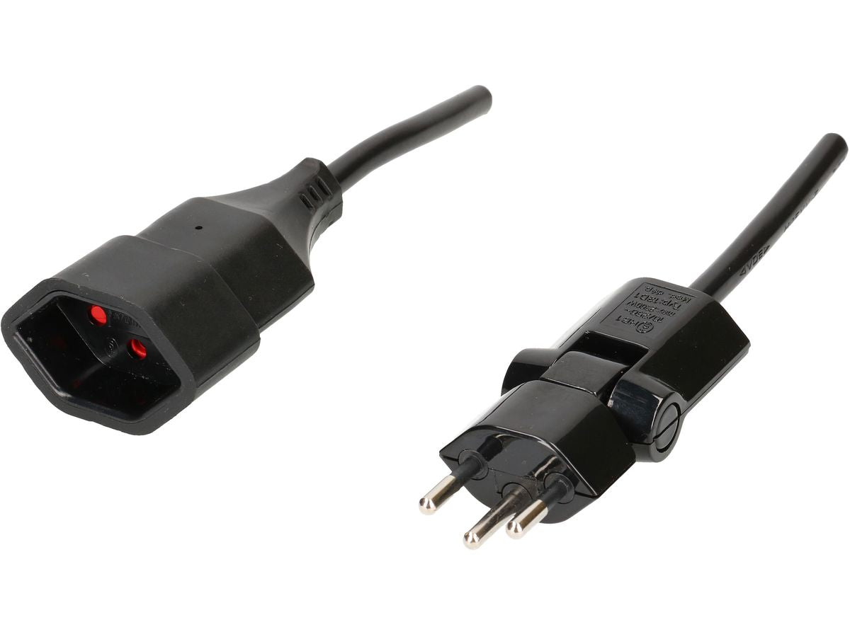 Max Hauri AG Max Hauri Verlängerungskabel, T12–T13, 1 m, 1 mm², mit Kinderschutz, angespritzt – schwarz