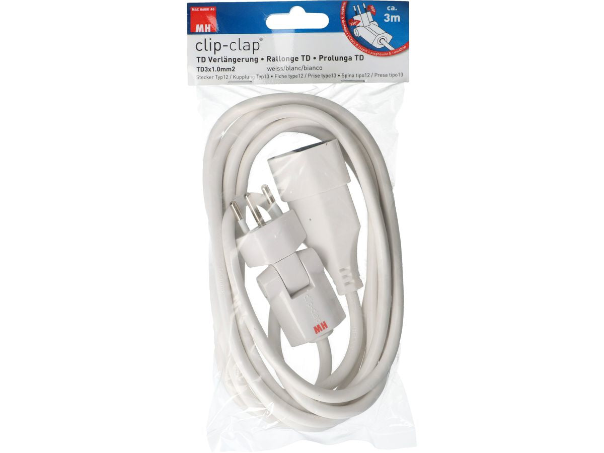 Max Hauri AG Max Hauri Verlängerungskabel – T12–T13, 10 m, 3×1,5 mm², weiss