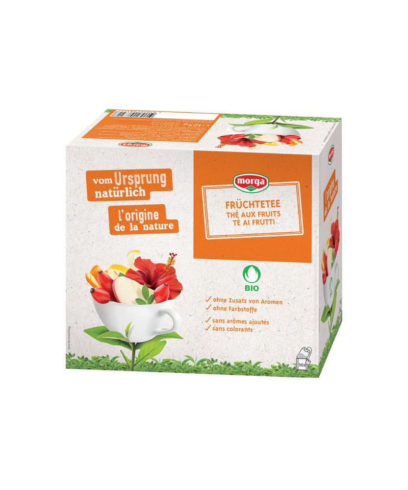 Morga Früchtetee Apfel & Hibiskus – Teebeutel 50 Beutel – Bio