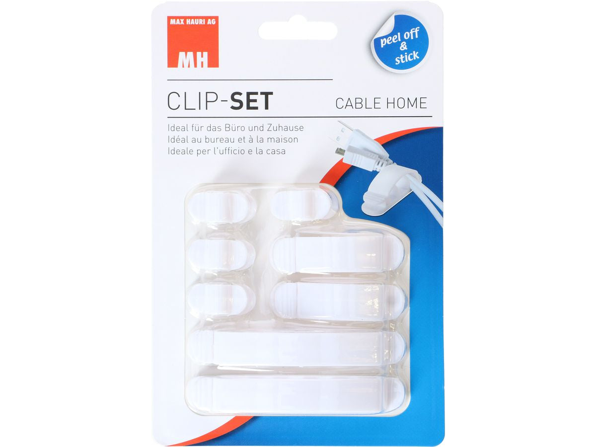 Max Hauri AG Max Hauri Kabel-Clip, selbstklebend, 85×15×20 mm, 8er-Pack – weiss