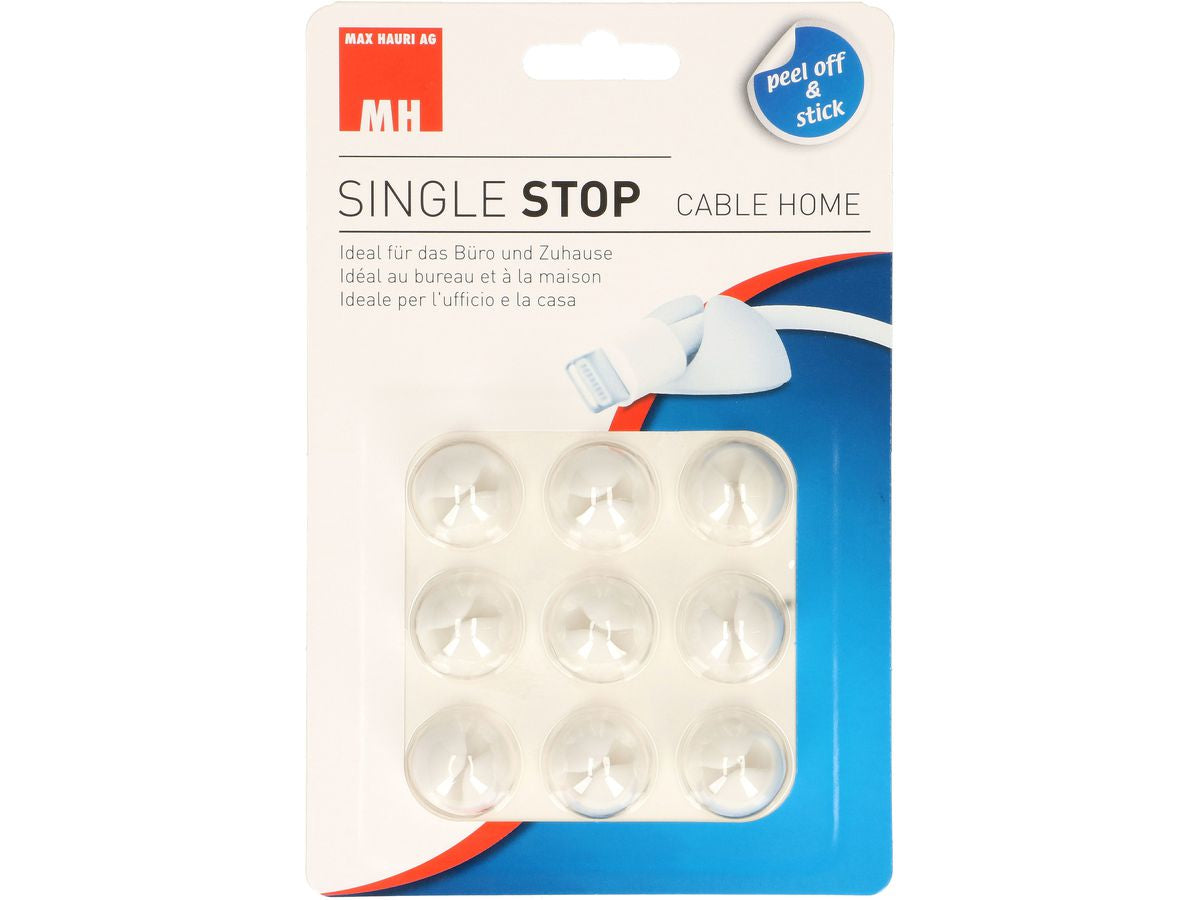 Max Hauri AG Max Hauri Kabelhalter, selbstklebend, 20×20×15 mm, 9er-Pack – weiss