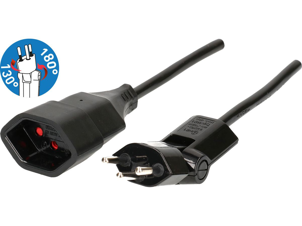 Max Hauri AG Max Hauri – Netzkabel, T12 auf T13, Kinderschutz, 0,5 m, Schwarz