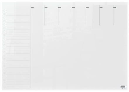 Nobo Wochenplaner, Acryl, trocken abwischbar, rahmenlos, Wandmontage – 29,7 × 21 cm, transparent