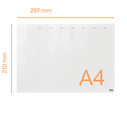 Nobo Wochenplaner, Acryl, trocken abwischbar, rahmenlos, Wandmontage – 29,7 × 21 cm, transparent