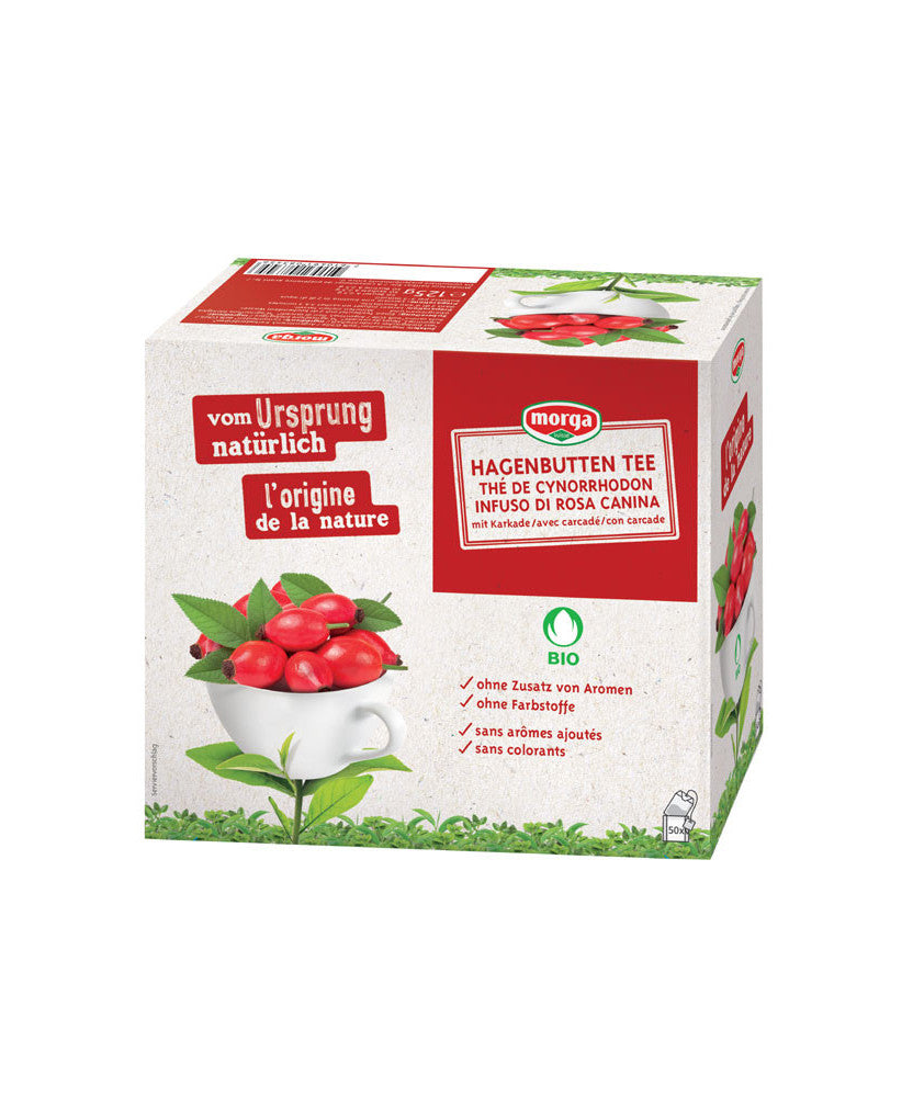 Morga Kräutertee Hagebutte & Hibiskus – Teebeutel 50 Beutel – Bio