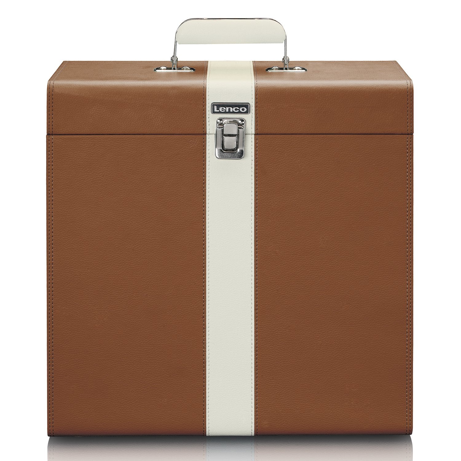 Lenco TTA-301 – Schallplattenkoffer – für bis zu 30 Schallplatten – Kunstleder, Samt Innen – Braun