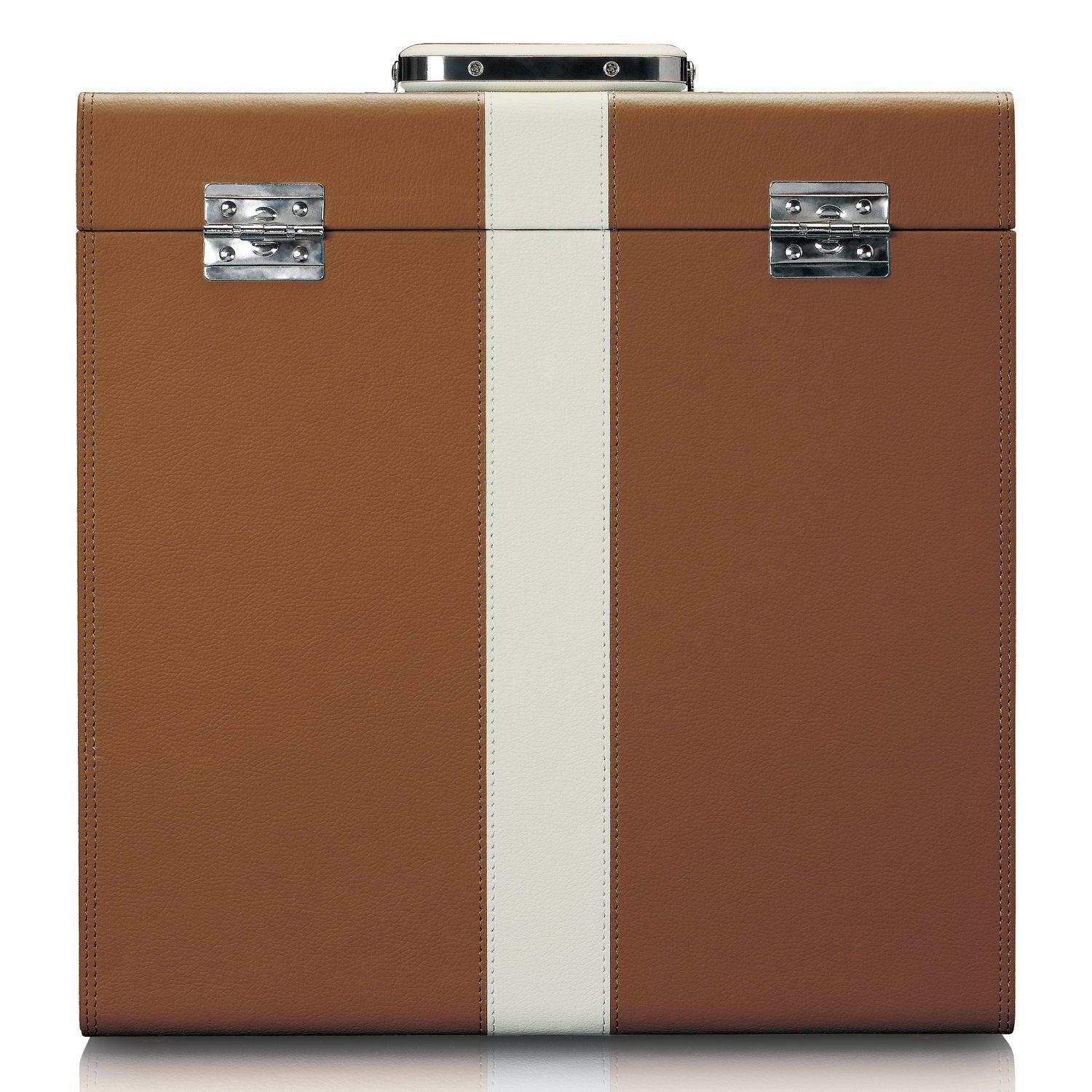 Lenco TTA-301 – Schallplattenkoffer – für bis zu 30 Schallplatten – Kunstleder, Samt Innen – Braun
