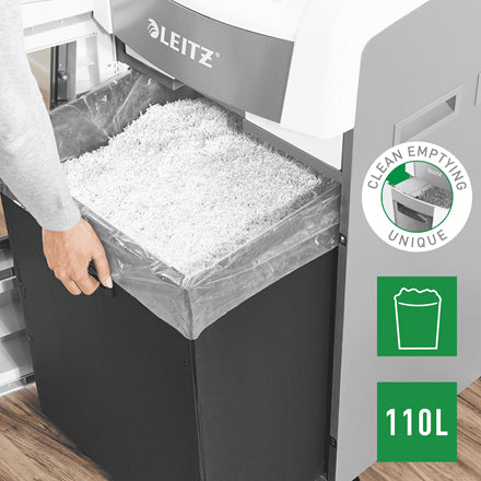 Leitz IQ AutoFeed – Aktenvernichter mit Autofeed 600 Blatt, DIN P-5, Mikroschnitt 2 × 15 mm, 110 l
