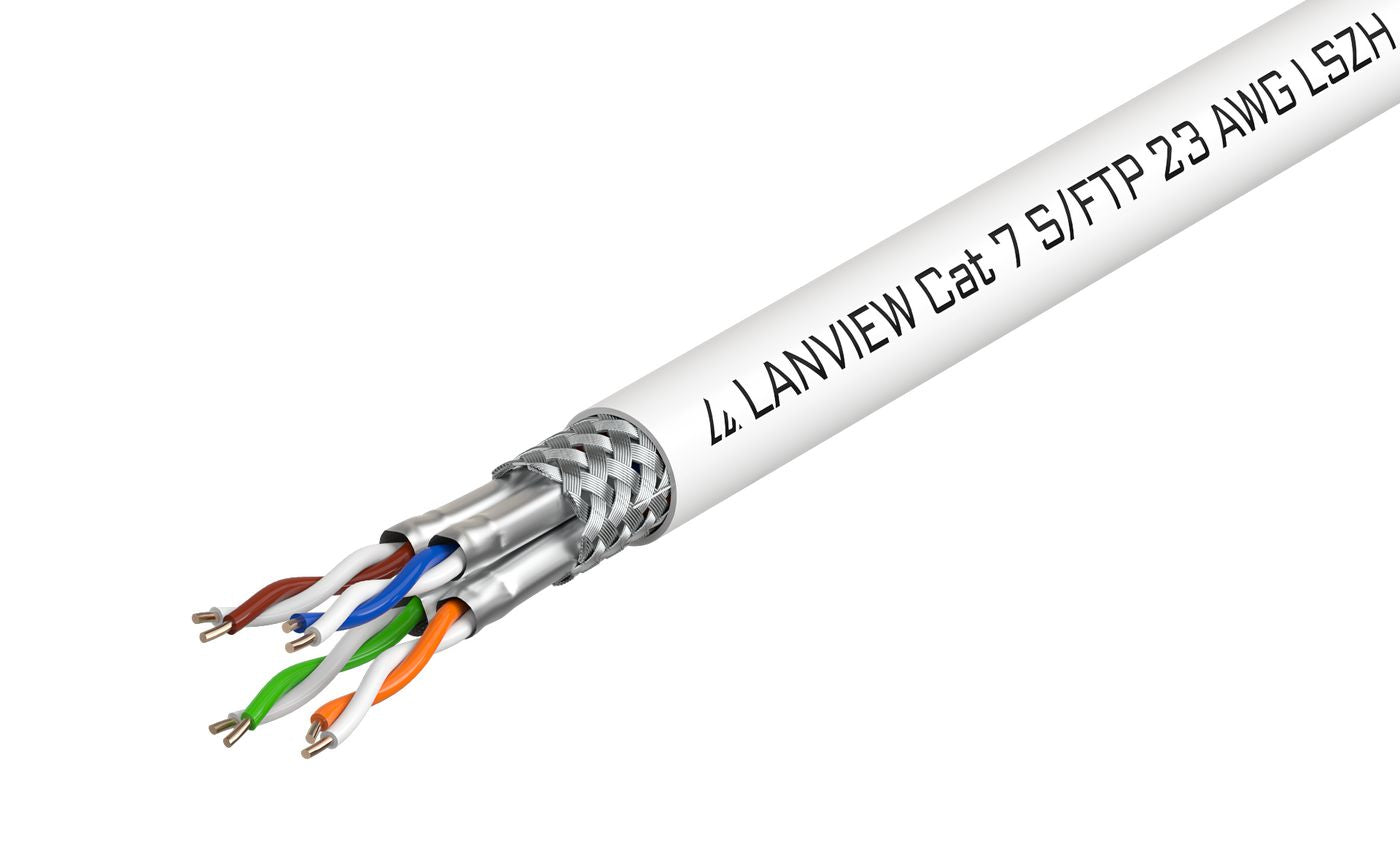 Lanview Cat7 S-FTP Netzwerkkabel – 500 m, Weiss, LSZH, 600 MHz