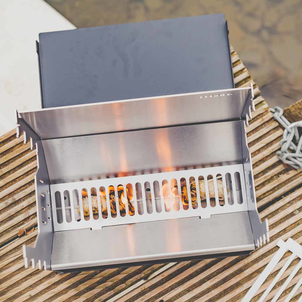 Fennek Camping-Grill DFW0010.66.001 – Holzkohle, tragbar, 27×18,3 cm Grillfläche – silber