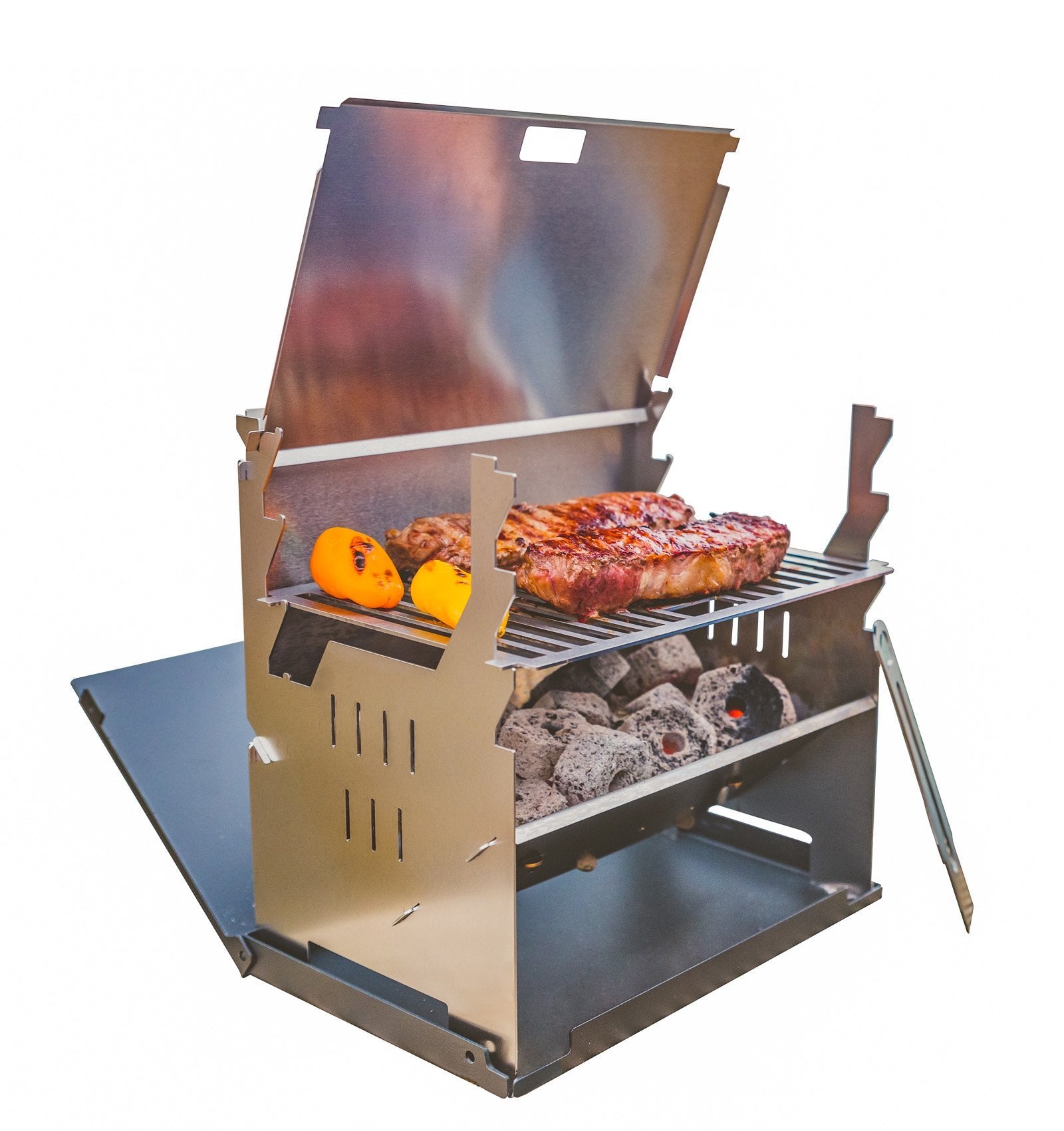 Fennek Camping-Grill DFW0010.66.001 – Holzkohle, tragbar, 27×18,3 cm Grillfläche – silber