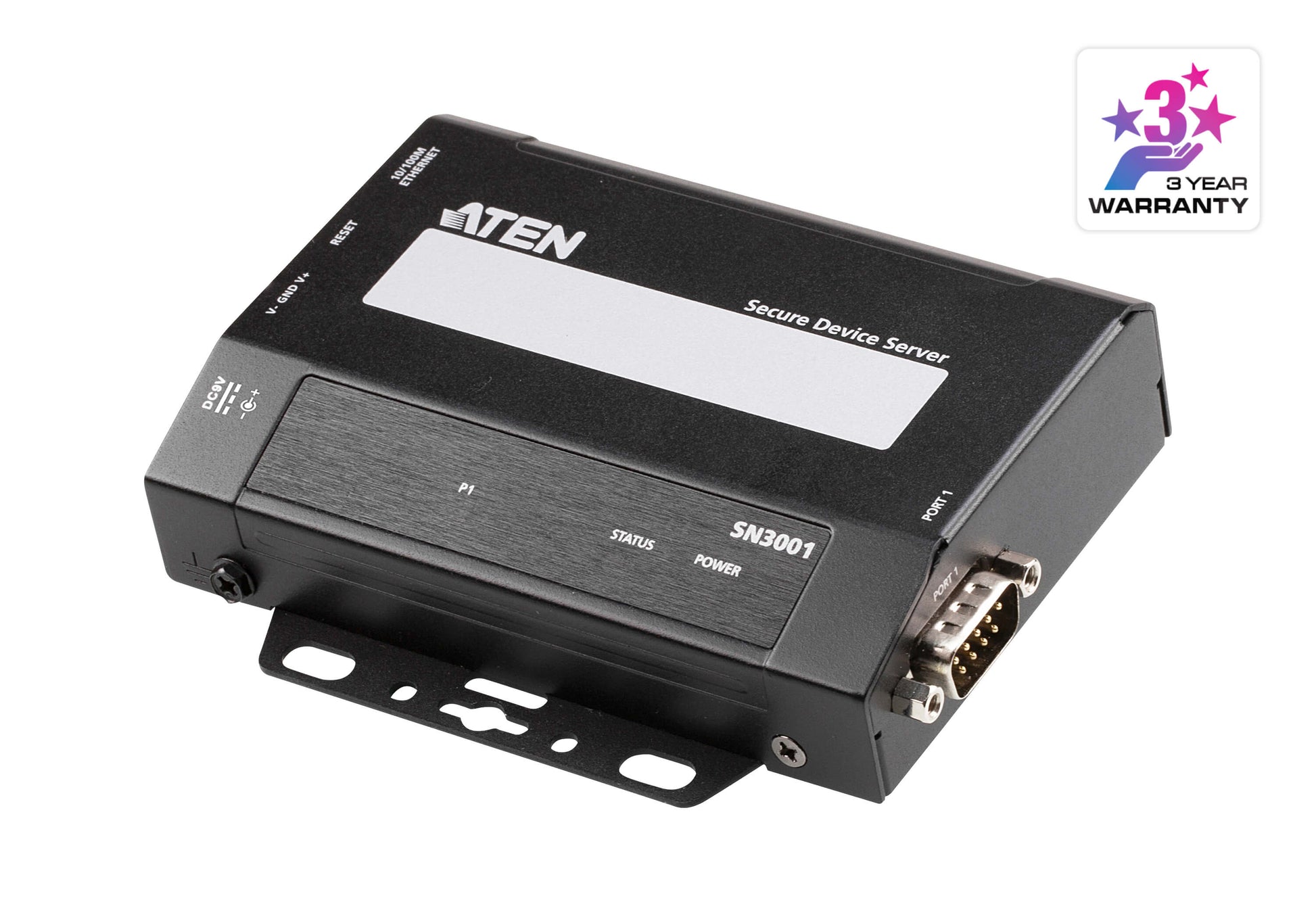 ATEN SN3001 Serieller Device-Server – RS-232 zu RJ-45, 1× RS-232/1× RJ-45, Metall, 98 × 117 × 26 mm