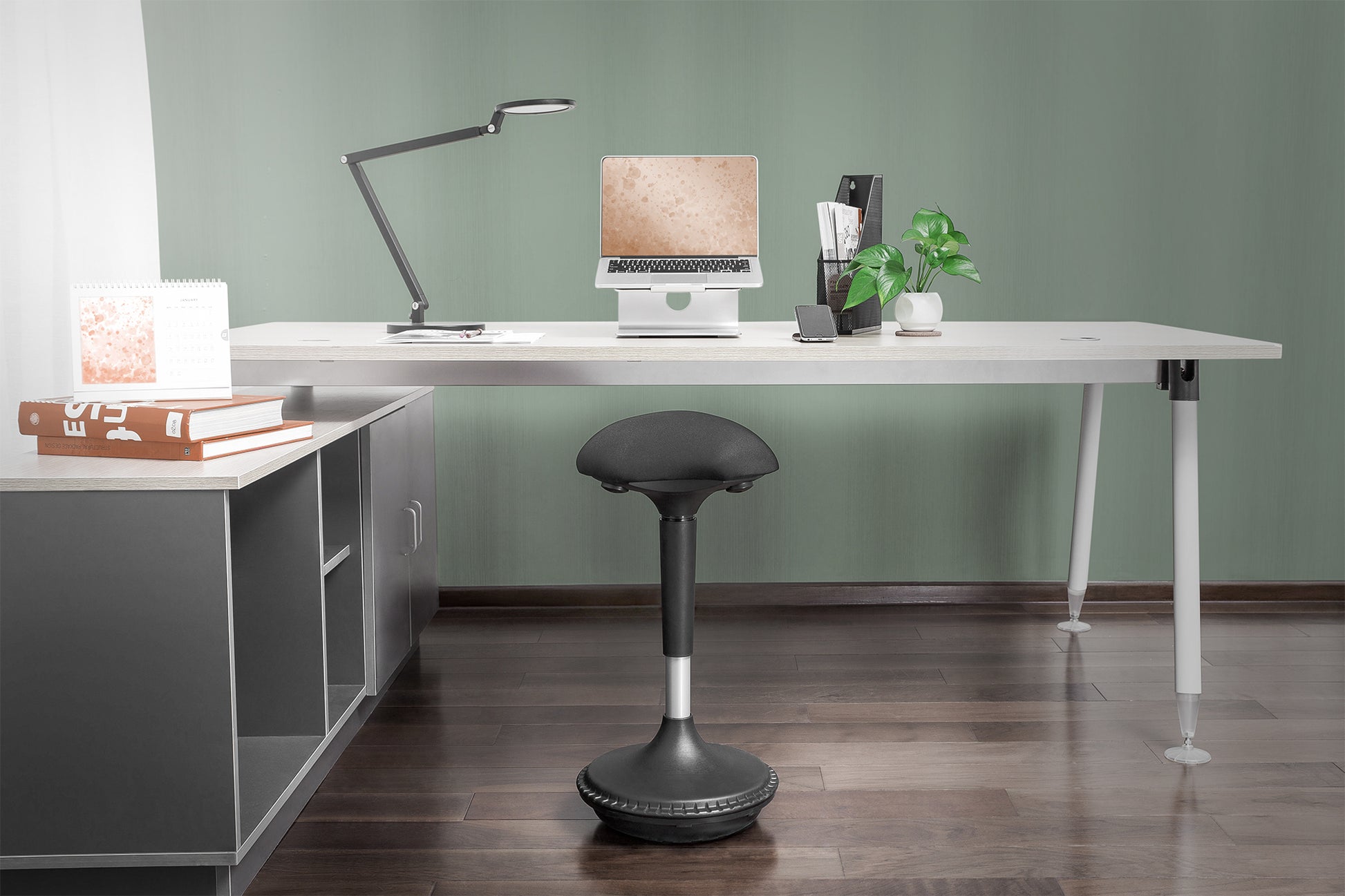 Digitus Stehhocker – Schaum – Schwarz, mit Gasdruckfeder, 63–88 cm, bis 125 kg