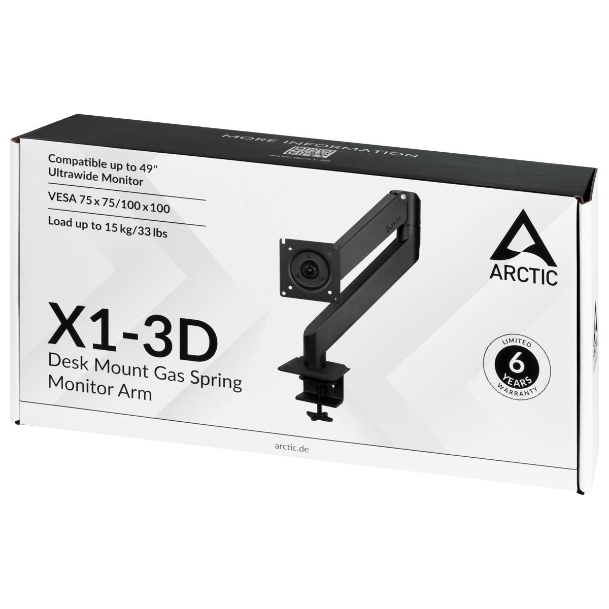 ARCTIC X1-3D – Monitorarm Tischhalterung – 1 Monitor – bis 40" – VESA 75×75/100×100 mm – bis 10 kg/Monitor
