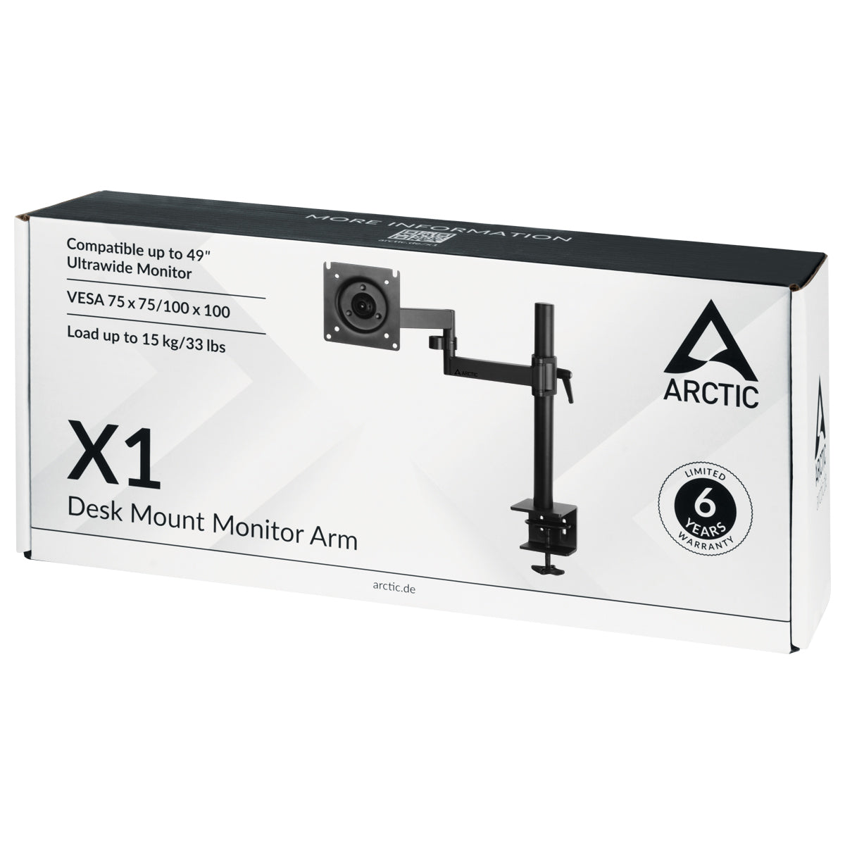 ARCTIC X1 – Monitorarm Tischhalterung – 1 Monitor – 40–43" – VESA 75×75/100×100 mm – bis 10 kg
