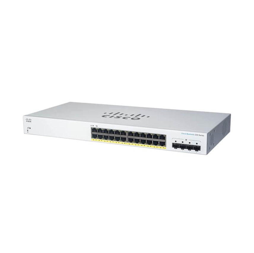 Cisco CBS220-24FP-4G – Managed Switch – 24×GbE, 4×SFP, L2, PoE+ 382 W, 1U