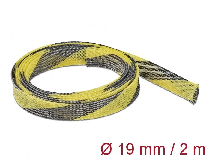 DeLOCK Kabelschlauch, Ø 19 mm × 2 m, zuschneidbar – schwarz/gelb
