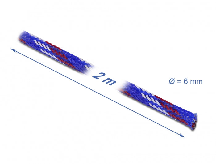 DeLOCK Kabelschlauch, Ø 6 mm × 2 m, dehnbar, zuschneidbar – mehrfarbig