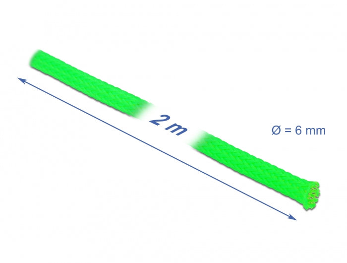 DeLOCK Kabelschlauch, Ø 3–9 mm × 2 m, dehnbar, schneidbar, wiederverwendbar – grün