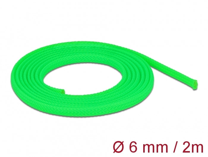 DeLOCK Kabelschlauch, Ø 3–9 mm × 2 m, dehnbar, schneidbar, wiederverwendbar – grün