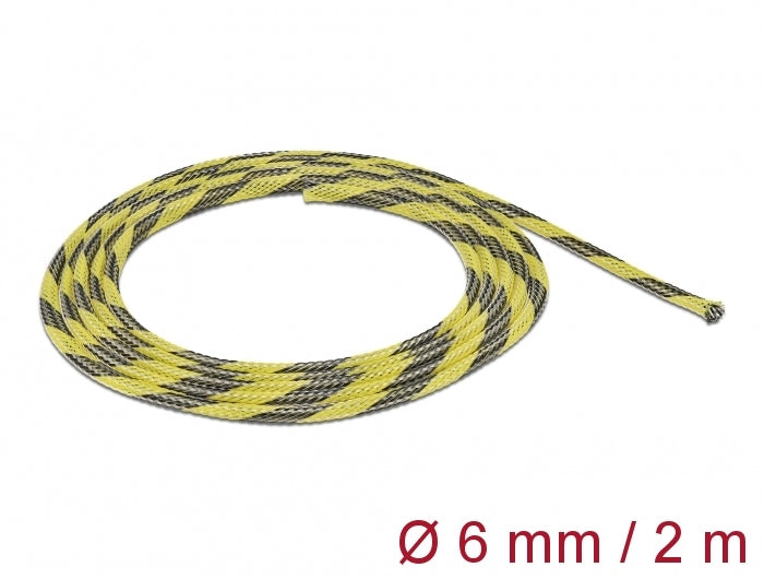 DeLOCK Kabelschlauch, Ø 6 mm × 2 m, zuschneidbar – schwarz/gelb