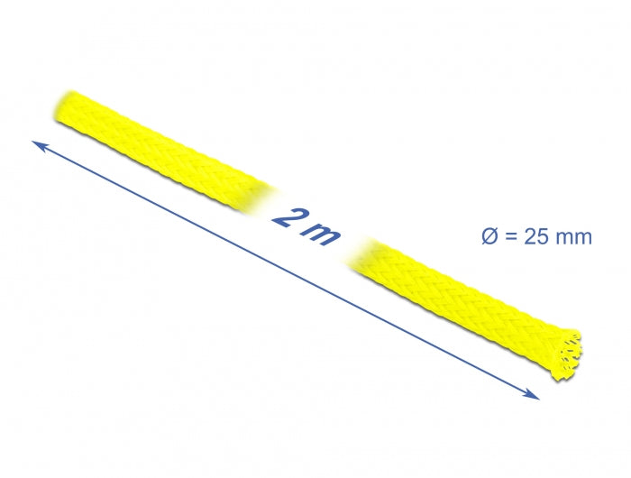 DeLOCK Kabelschlauch, Ø 25 mm × 2 m, wiederverwendbar, Polyester – Gelb