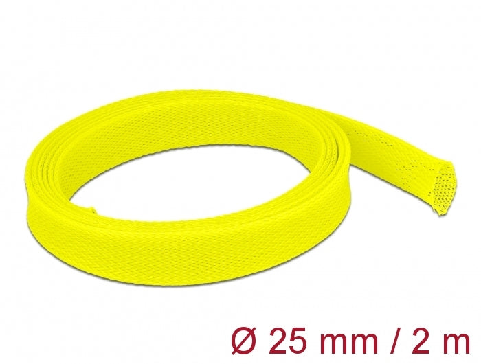 DeLOCK Kabelschlauch, Ø 25 mm × 2 m, wiederverwendbar, Polyester – Gelb