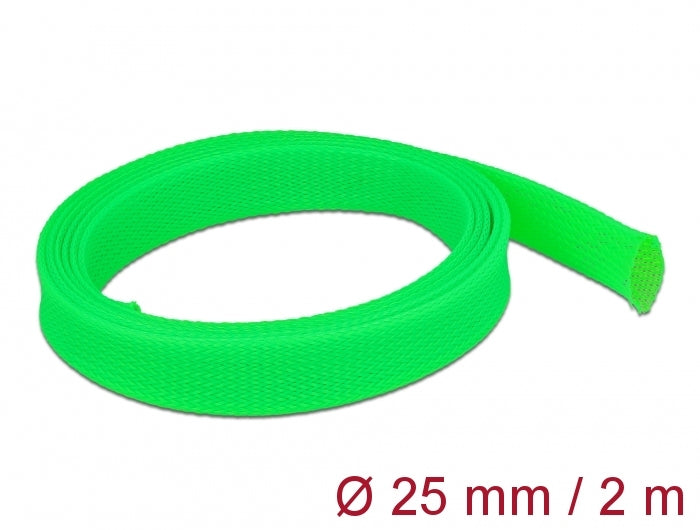 DeLOCK Kabelschlauch, Ø 25 mm, 2 m, dehnbar, zuschneidbar – grün