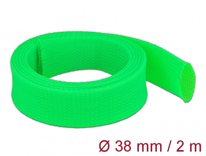 DeLOCK Kabelschlauch, Ø 38 mm, 2 m, dehnbar, zuschneidbar – grün