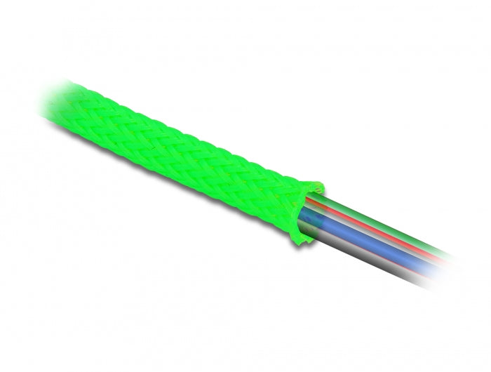 DeLOCK Kabelschlauch, Ø 3–9 mm × 2 m, dehnbar, schneidbar, wiederverwendbar – grün